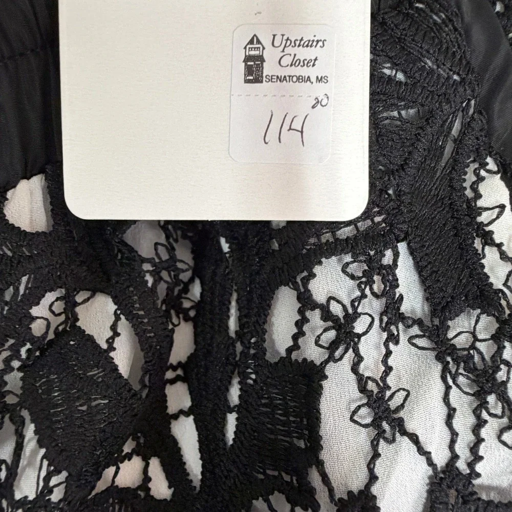NEW Joh. Black Lace Overlay Maxi Skirt Style 34072W Size S Elastic Waist Pockets